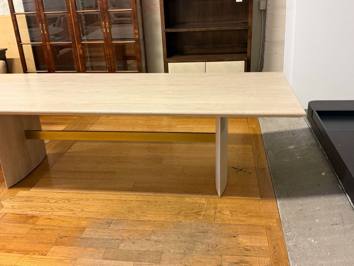 Custom Design Double Pedestal Light Oak Wood Dining Table - Thumbnail 4