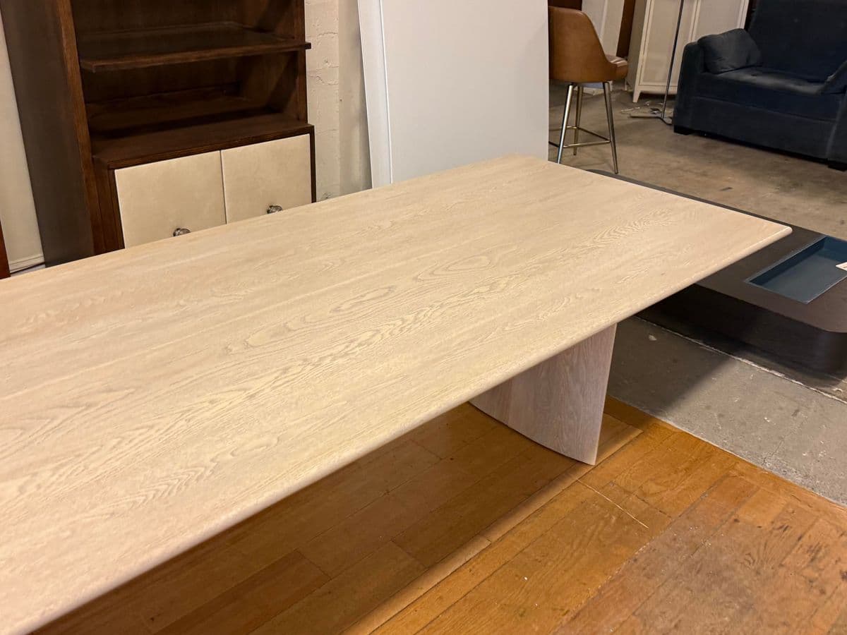 Custom Design Double Pedestal Light Oak Wood Dining Table - Thumbnail 8