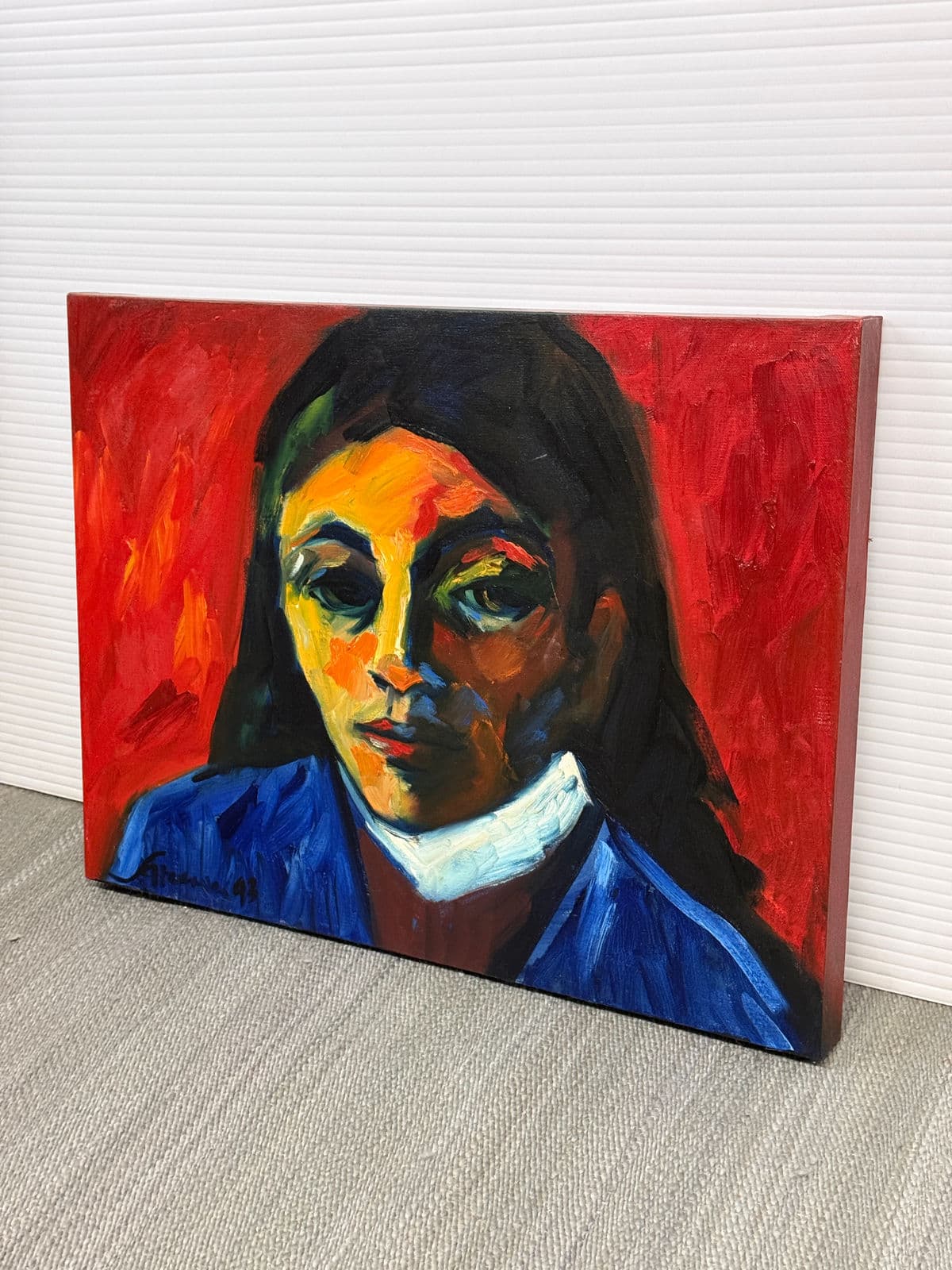 Circa 1993 Sarena Rosenfeld "One False Move" Original Painting, Signed - Thumbnail 3