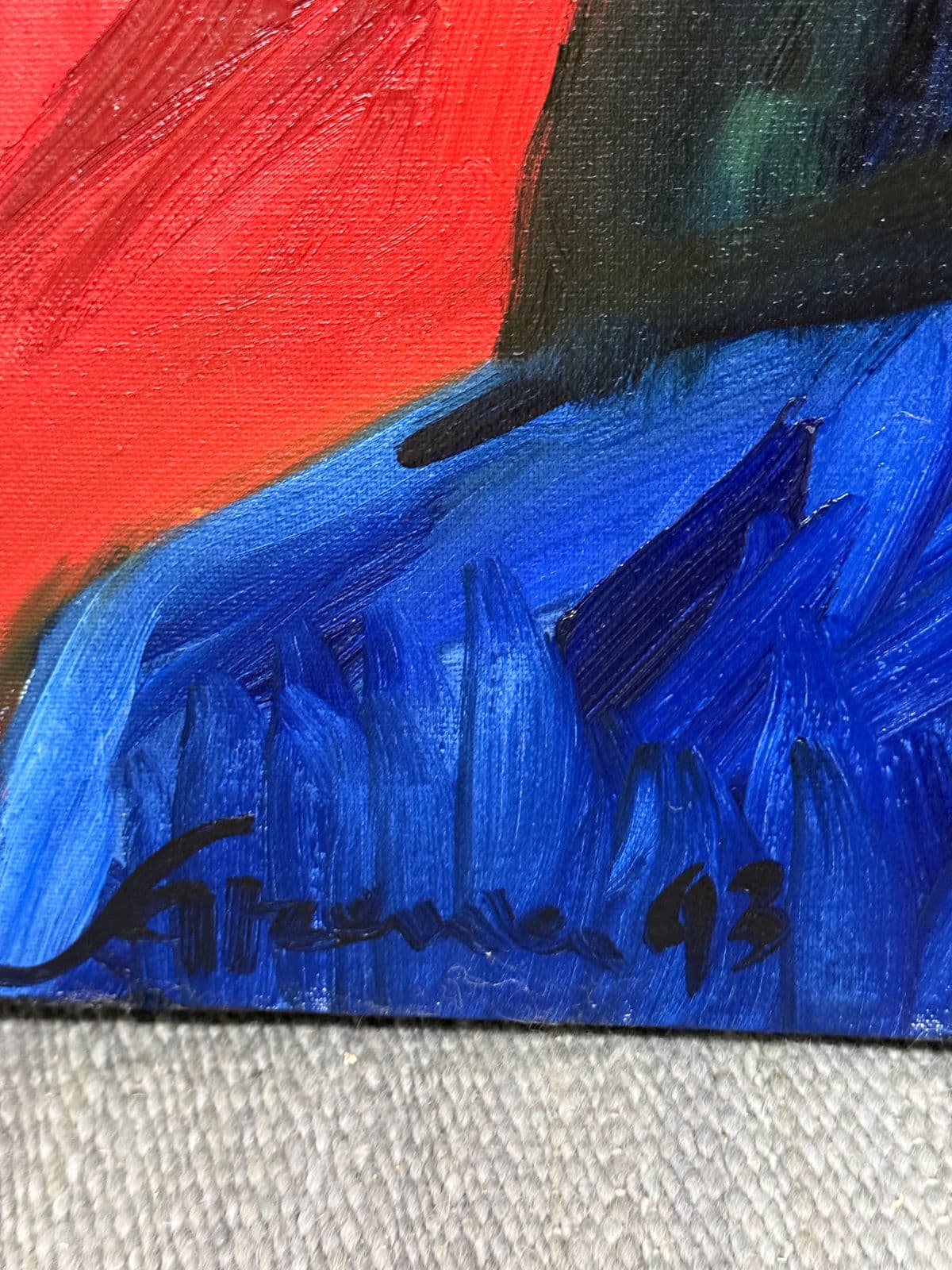 Circa 1993 Sarena Rosenfeld "One False Move" Original Painting, Signed - Thumbnail 6