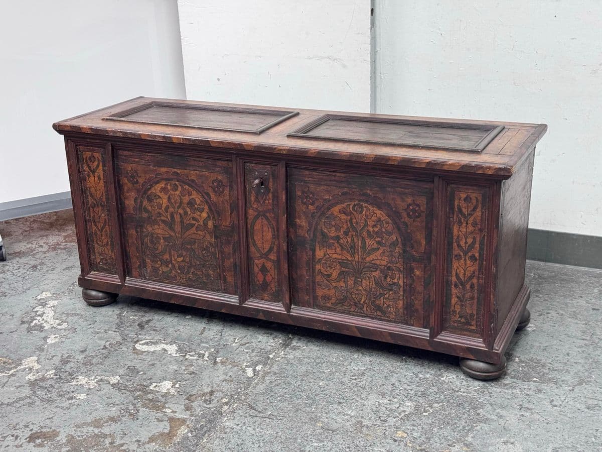 19th Century Austrian Wood Dowry Chest Trunk - Thumbnail 8