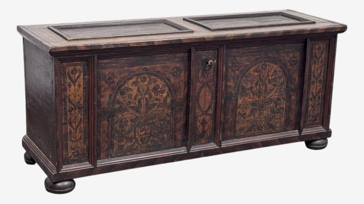 19th Century Austrian Wood Dowry Chest Trunk - Image 1