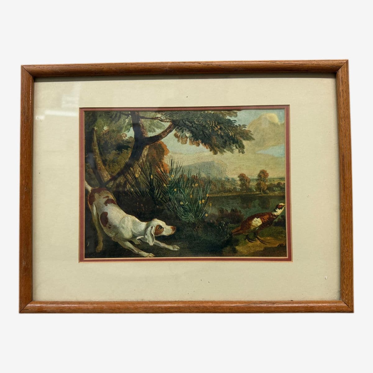 J P Oudry "Pointer and Partridge in a Landscape" Reproduction Print, Framed - Image 1
