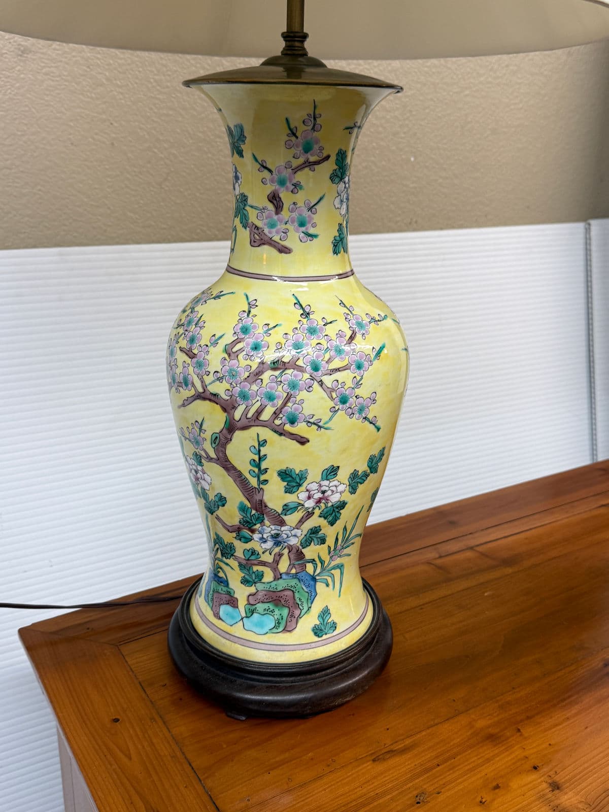 Vintage Chinoiserie Cherry Blossom Table Lamp - Thumbnail 6