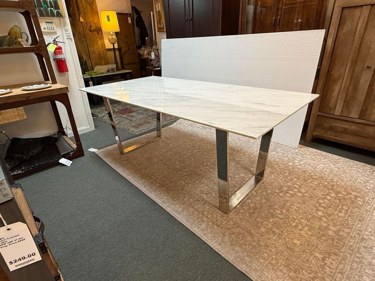 Modern Italian Faux Marble Dining Table - Thumbnail 6