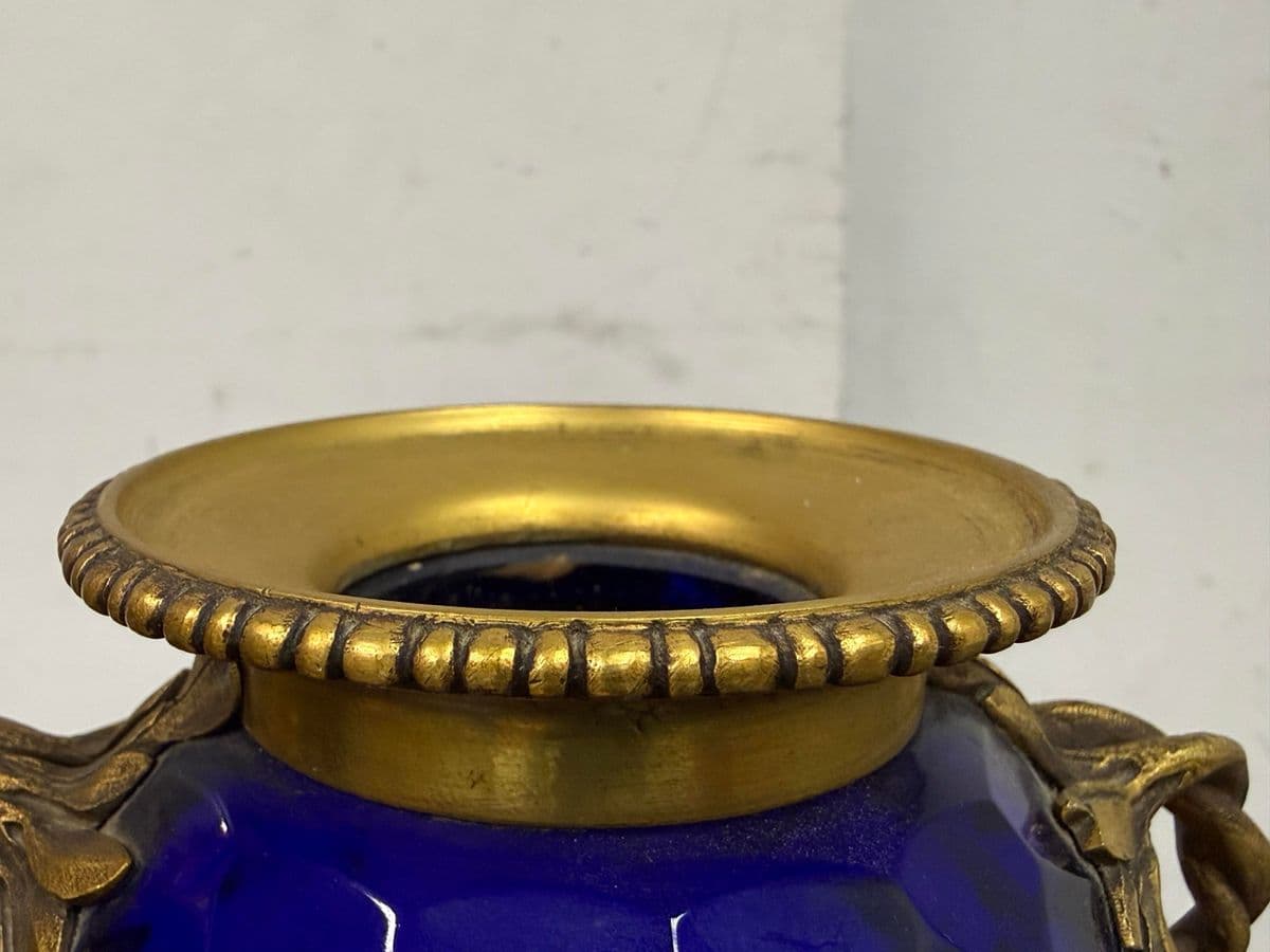 Swedish Neoclassical Gilt Bronze-Mounted Cobalt Blue Vases, Pair - Thumbnail 7