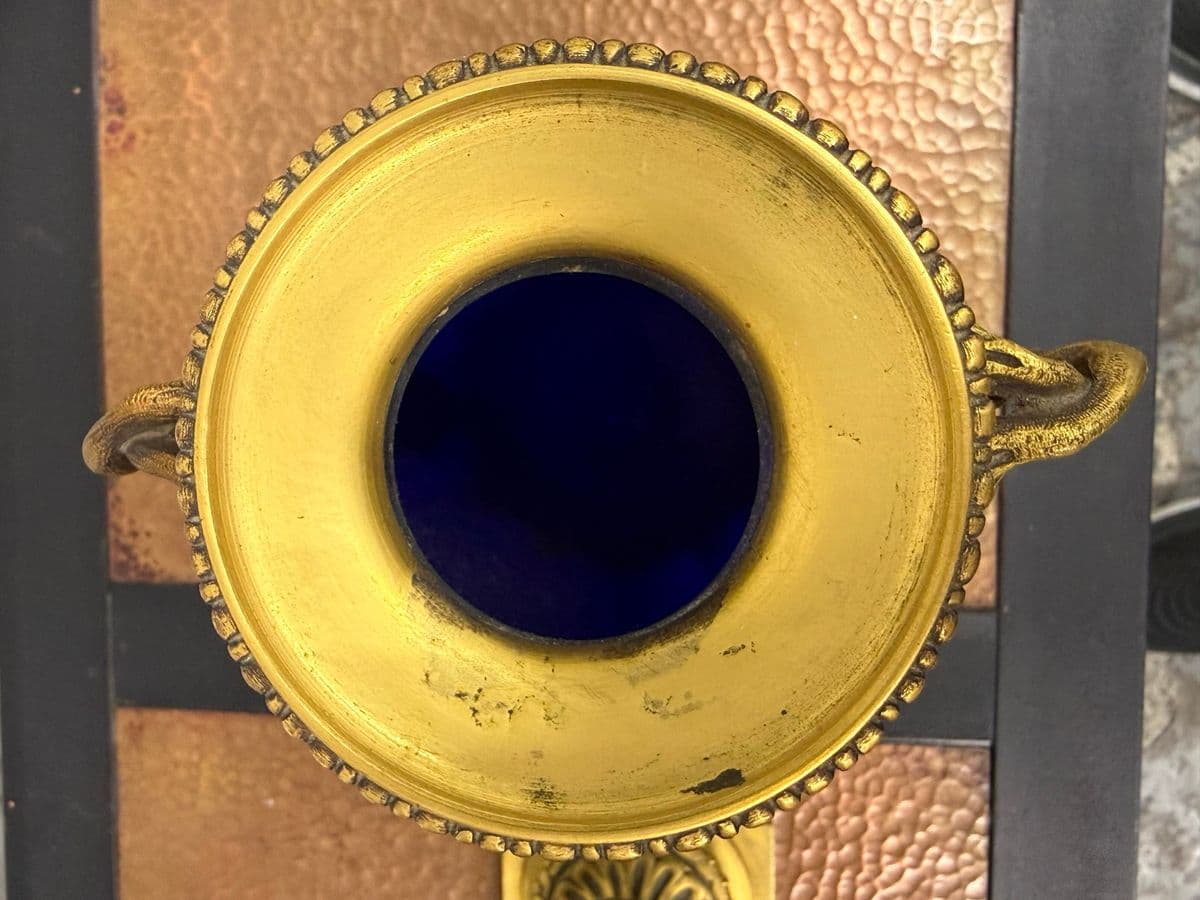 Swedish Neoclassical Gilt Bronze-Mounted Cobalt Blue Vases, Pair - Thumbnail 8