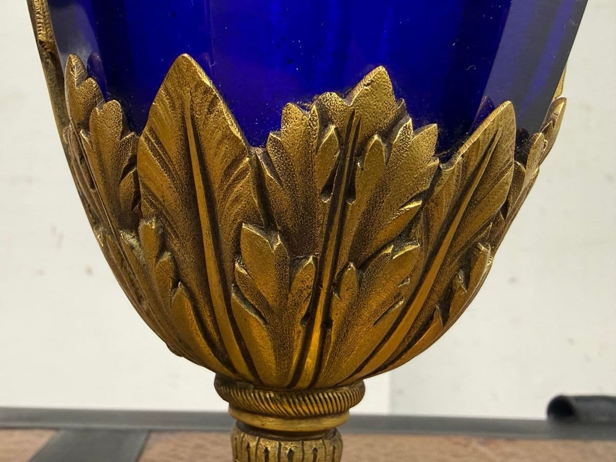 Swedish Neoclassical Gilt Bronze-Mounted Cobalt Blue Vases, Pair - Thumbnail 11