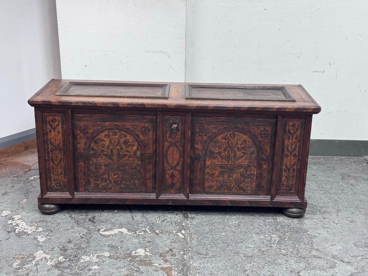 19th Century Austrian Wood Dowry Chest Trunk - Thumbnail 13