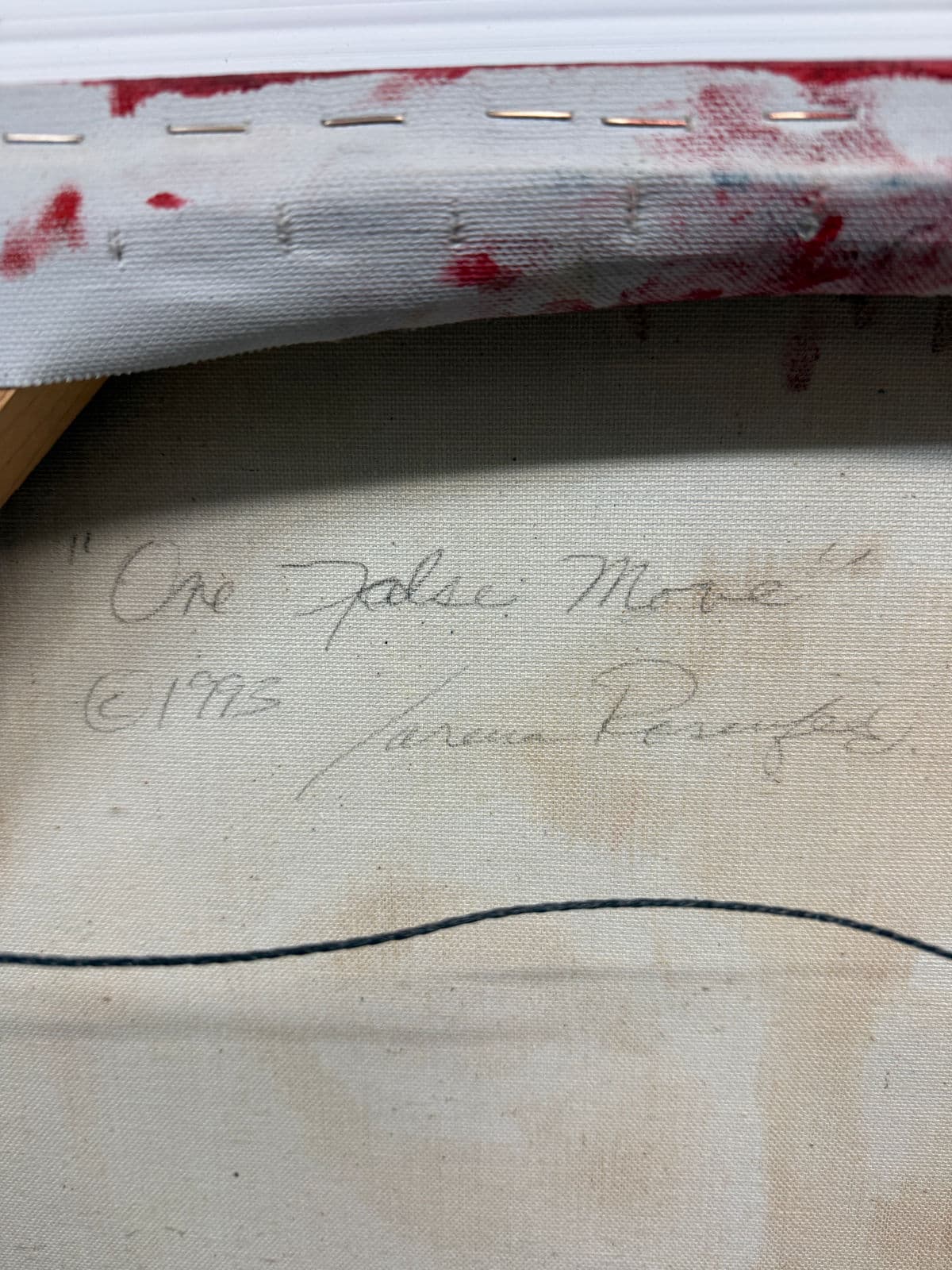 Circa 1993 Sarena Rosenfeld "One False Move" Original Painting, Signed - Thumbnail 13