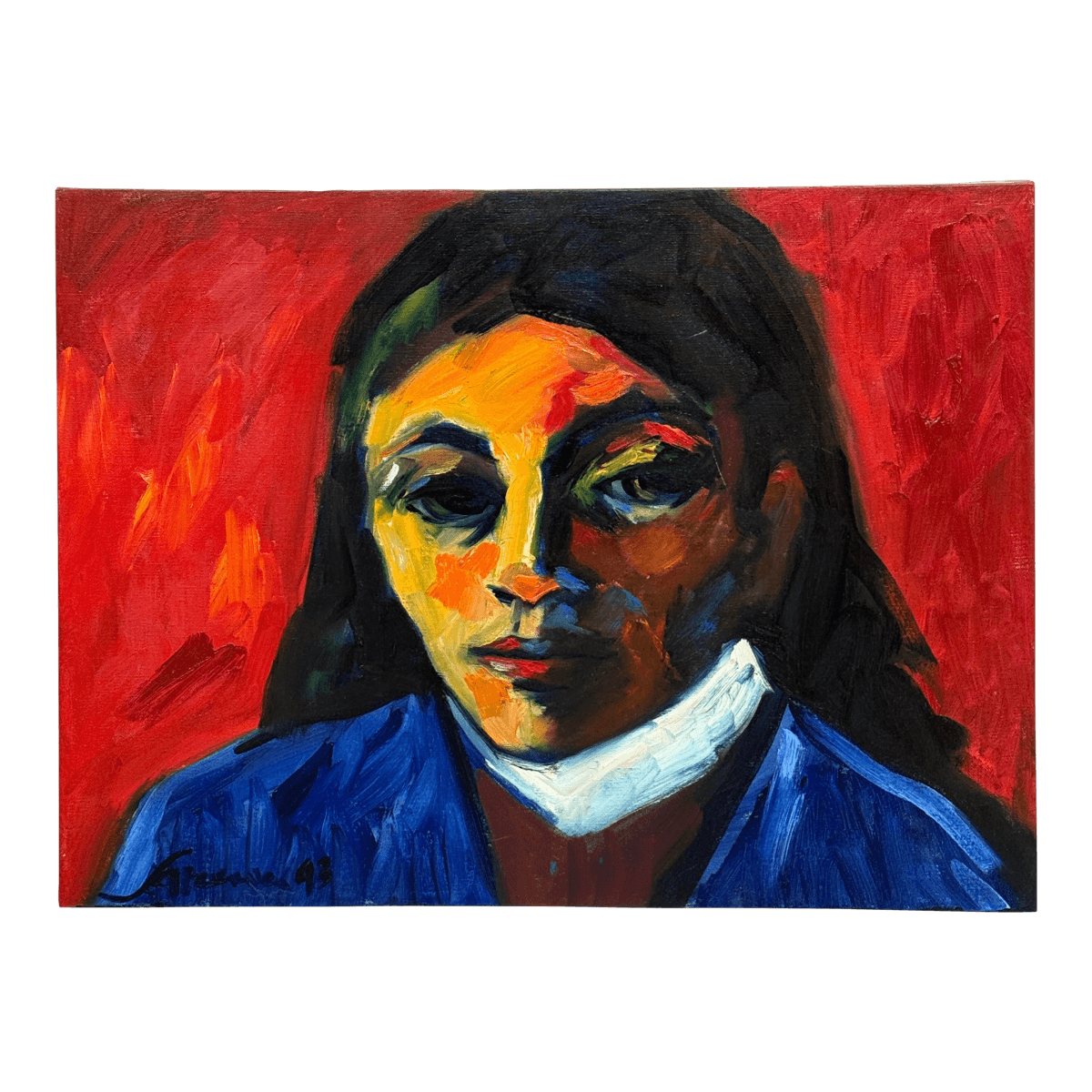 Circa 1993 Sarena Rosenfeld "One False Move" Original Painting, Signed - Thumbnail 2