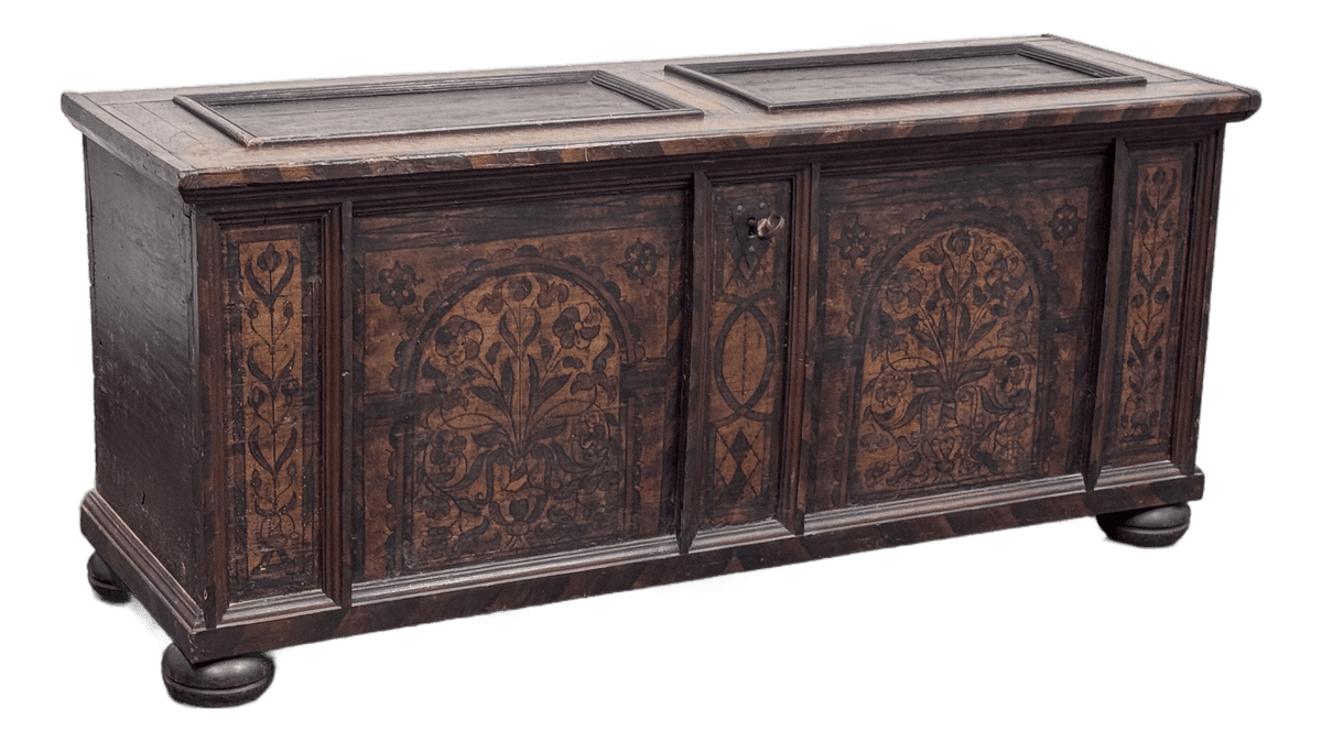 19th Century Austrian Wood Dowry Chest Trunk - Thumbnail 2