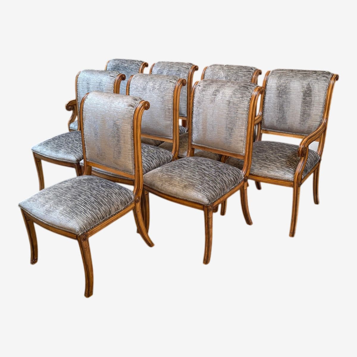 Kreiss Fleur Di Lis Dininig Room Chairs, Set of Eight - Image 1