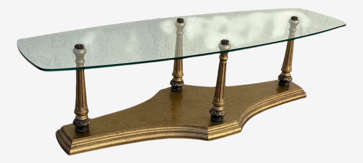 Burnished Gold + Glass Coffee Table - Image 1