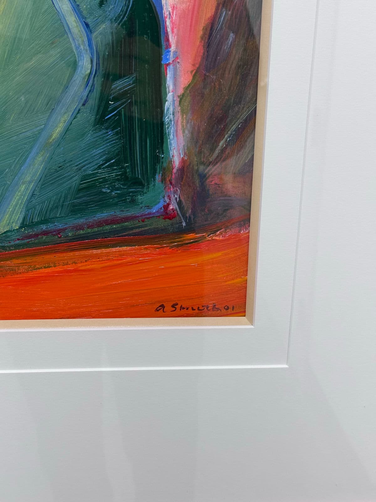 Circa 2001 Albert E. Smith Custom Framed Abstract Painting - Thumbnail 12