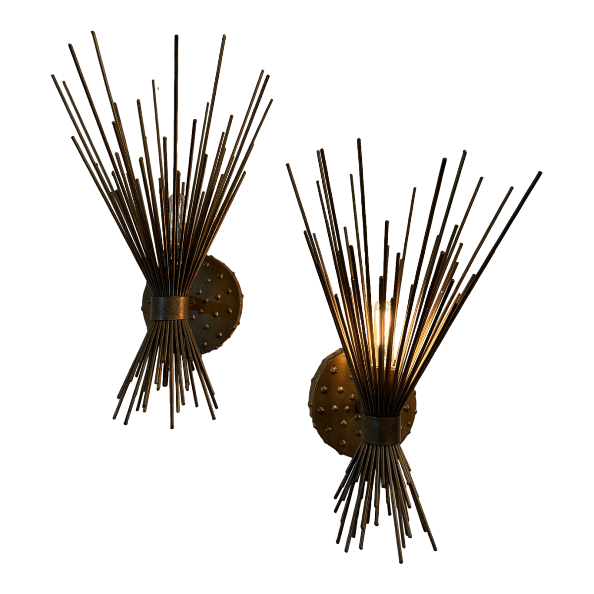 Brass Spike Bundle Sconces, Pair - Thumbnail 2