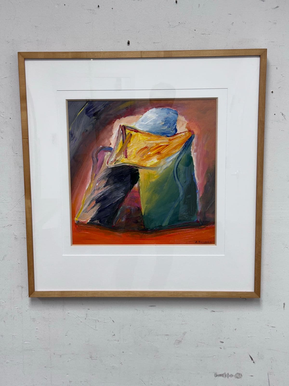 Circa 2001 Albert E. Smith Custom Framed Abstract Painting - Thumbnail 4