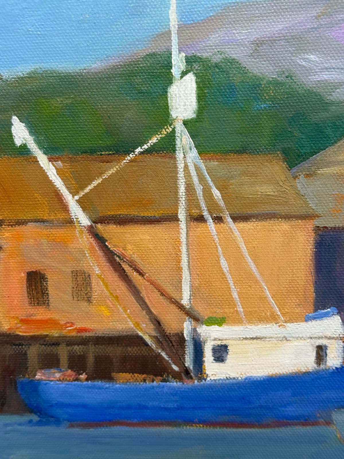 Don George Boats Docked in Colorful Harbor, Signed - Thumbnail 9