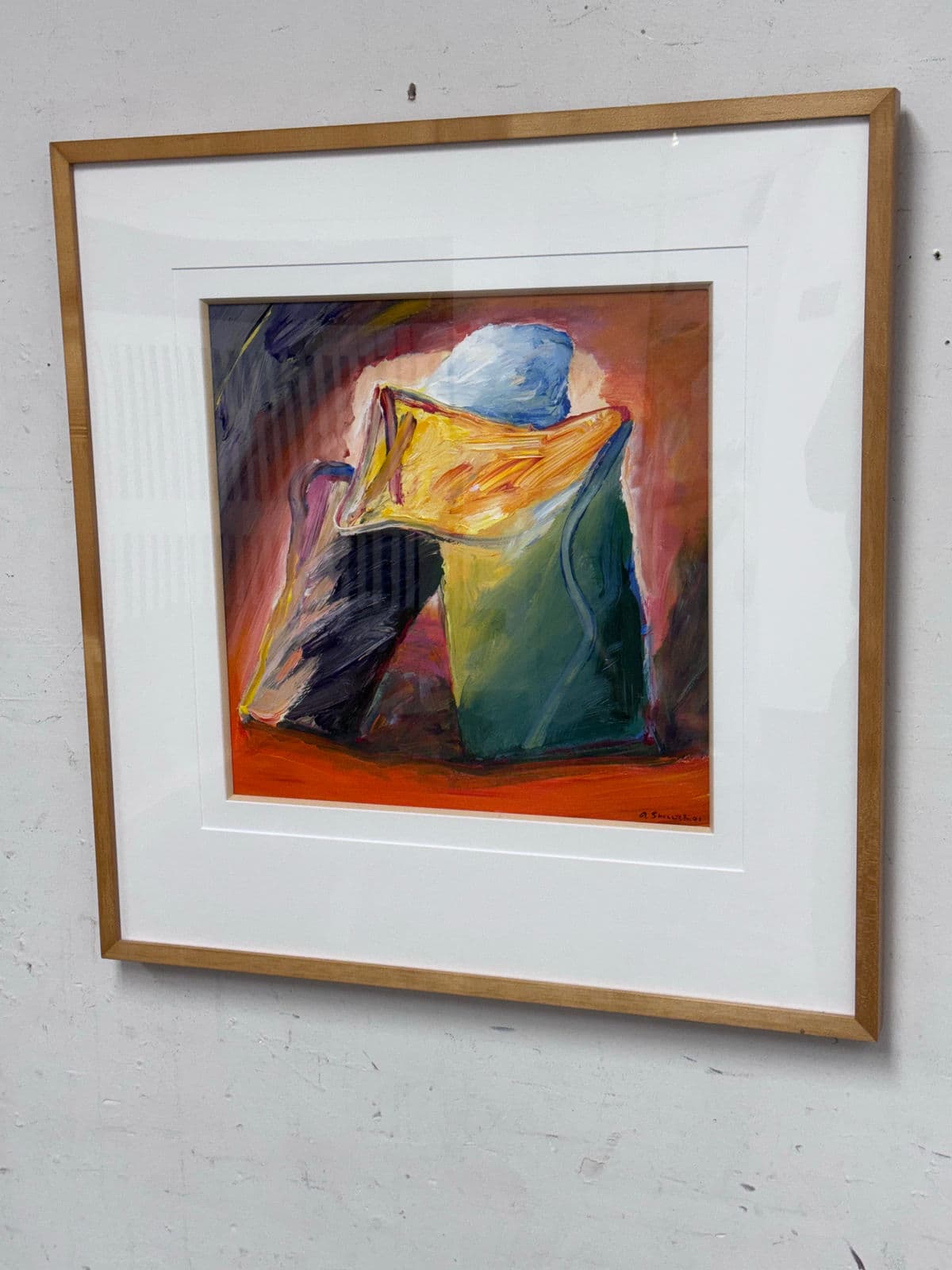 Circa 2001 Albert E. Smith Custom Framed Abstract Painting - Thumbnail 3