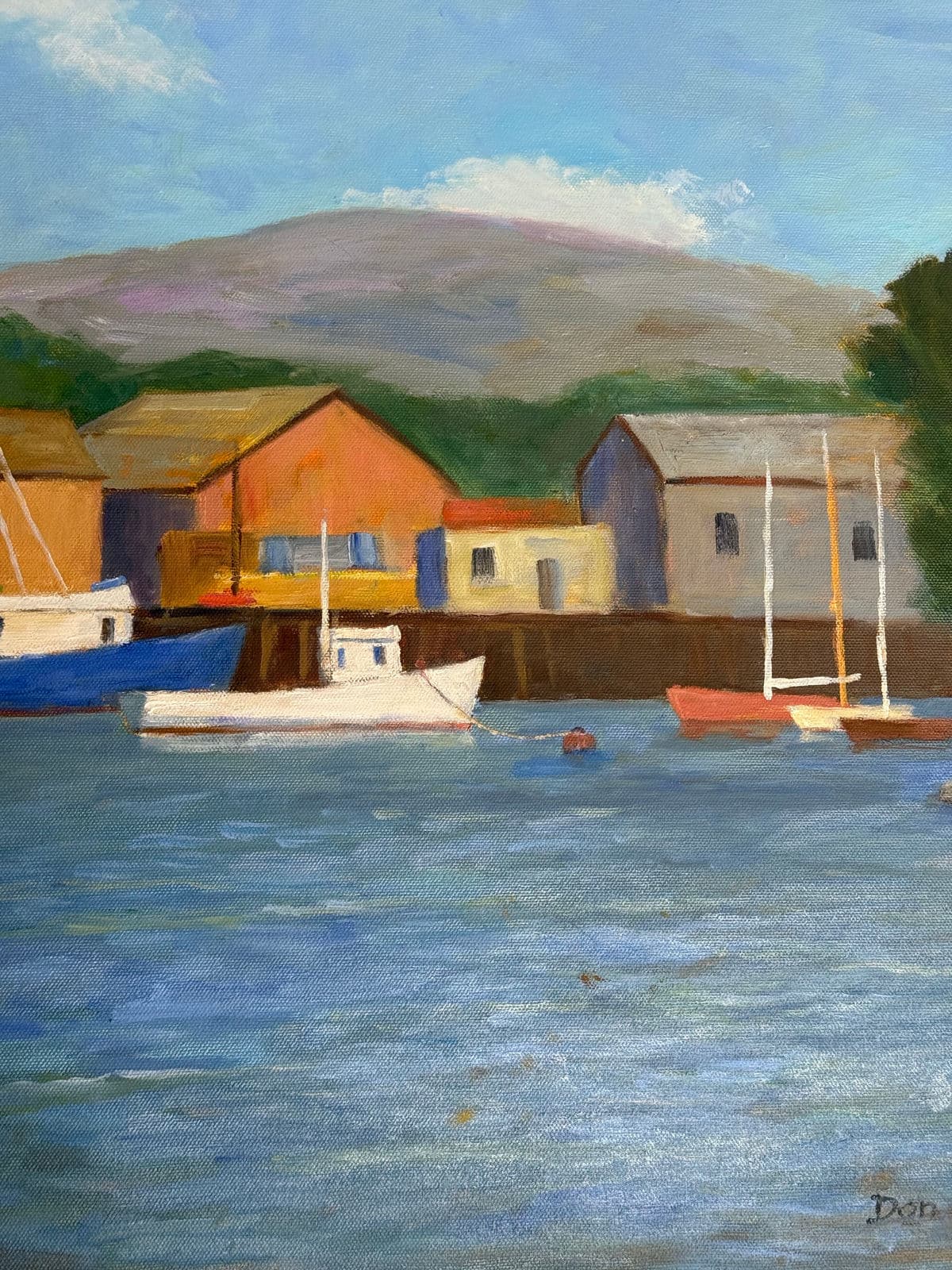 Don George Boats Docked in Colorful Harbor, Signed - Thumbnail 6