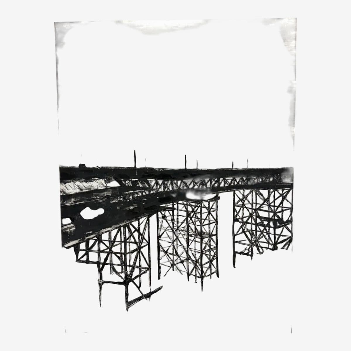 Shunt M. Techno Apocalypse Black/White Painting, Signed - Image 1