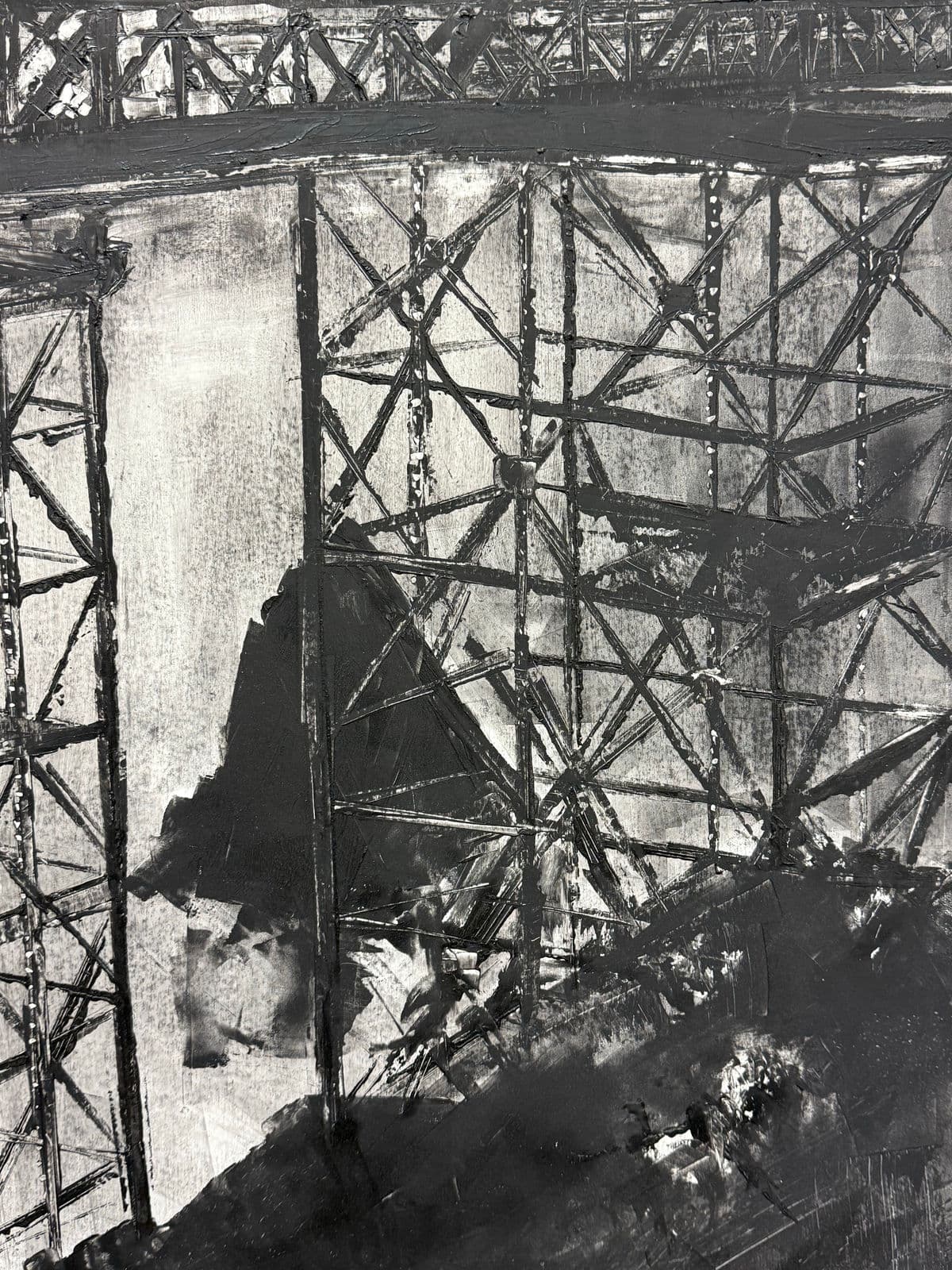 Shunt M. Techno Apocalypse Black/White Painting, Signed - Thumbnail 9