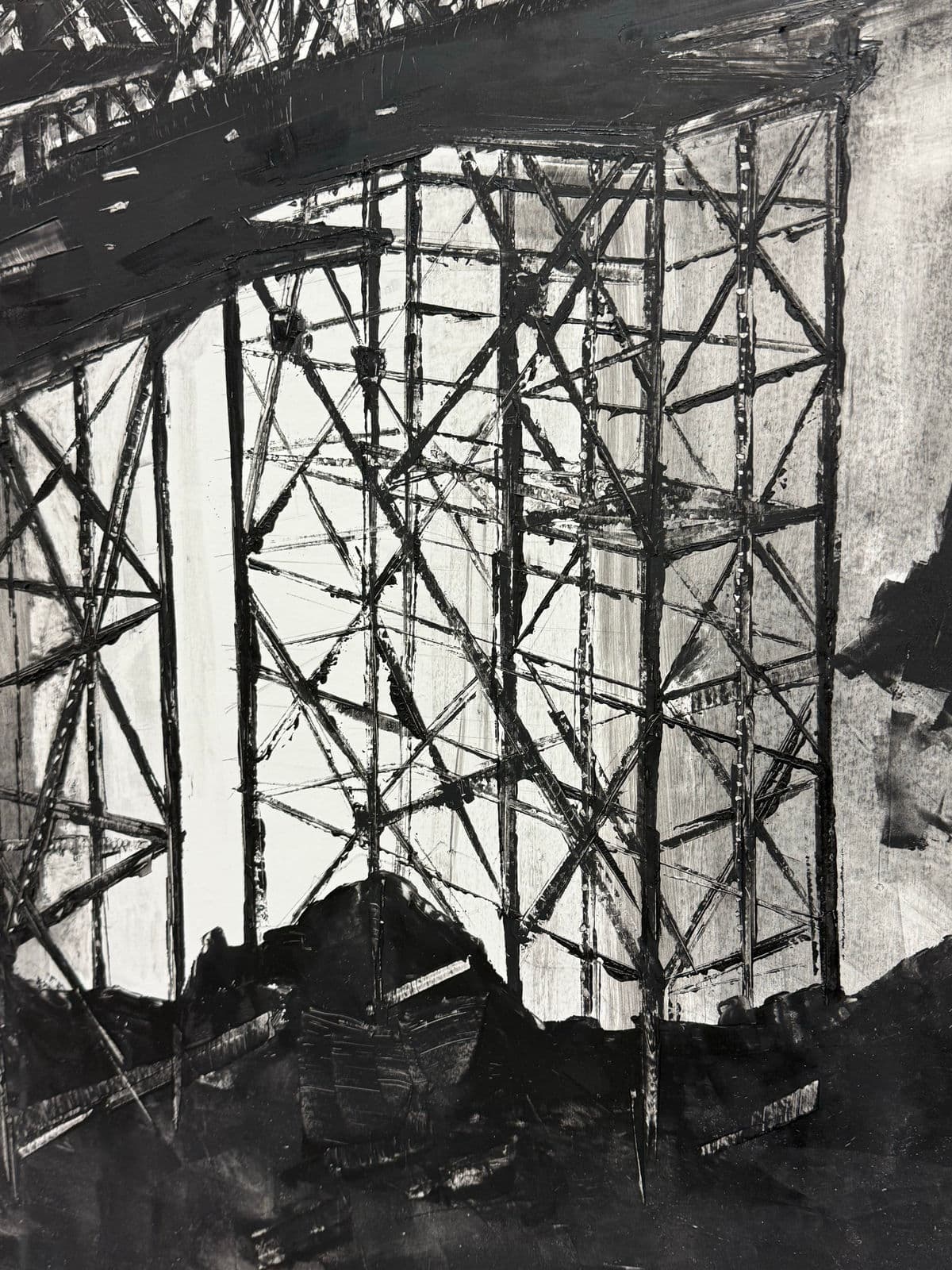 Shunt M. Techno Apocalypse Black/White Painting, Signed - Thumbnail 7
