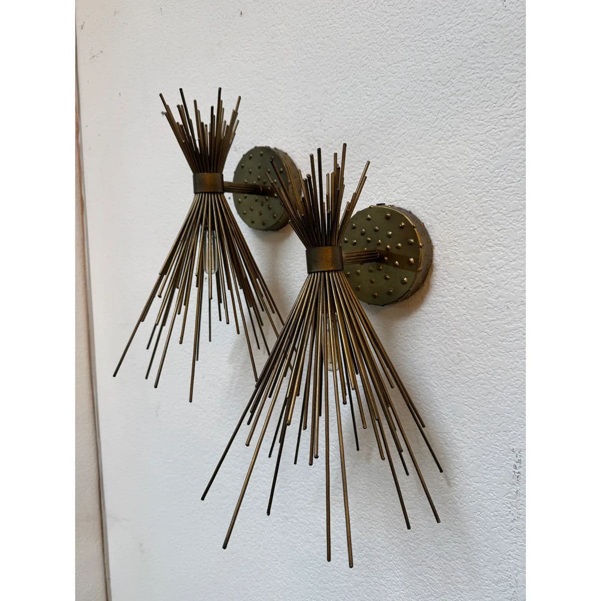 Brass Spike Bundle Sconces, Pair - Thumbnail 4