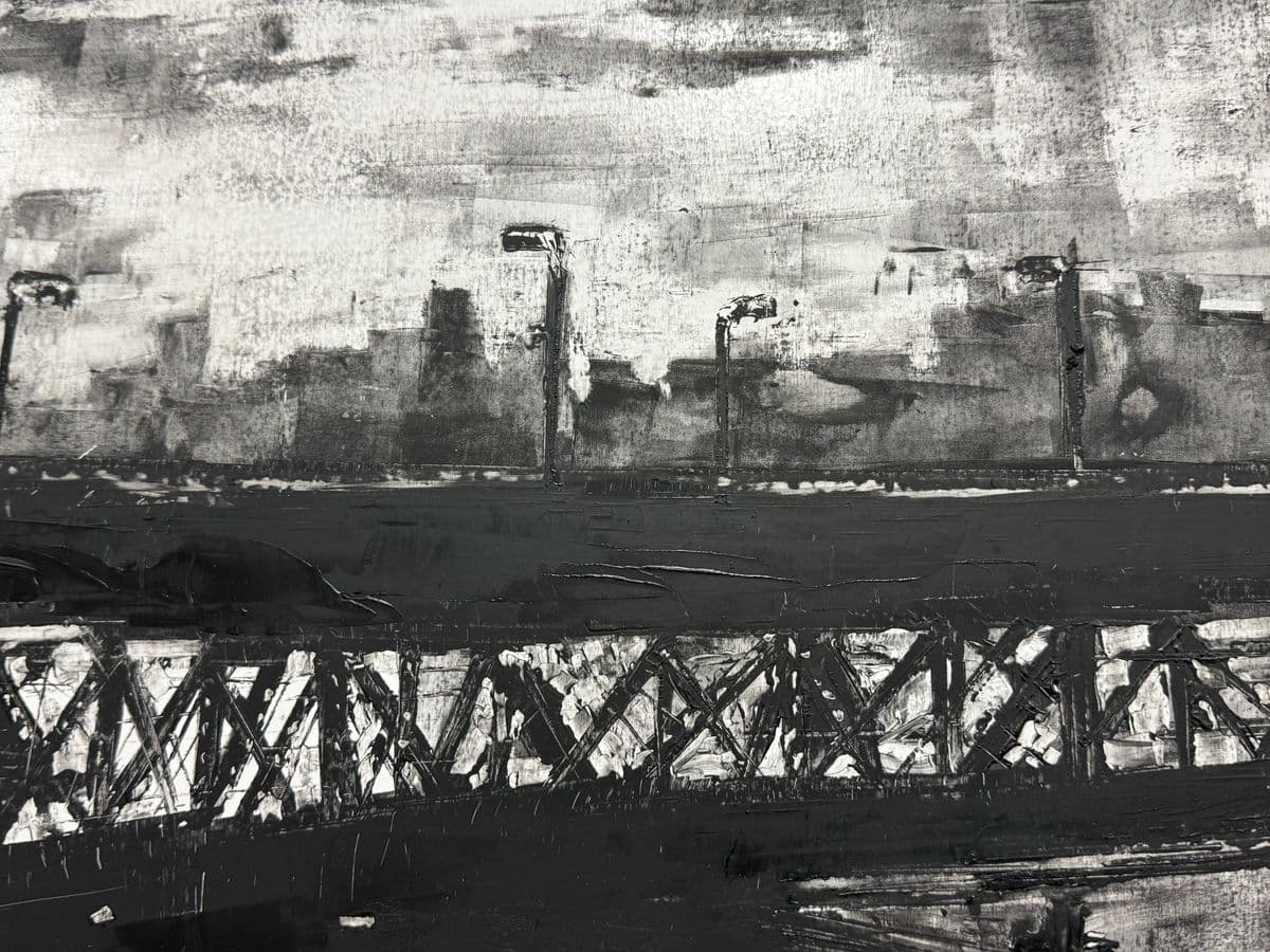 Shunt M. Techno Apocalypse Black/White Painting, Signed - Thumbnail 8