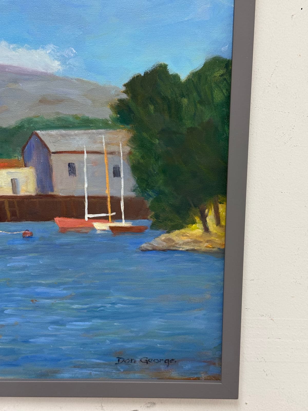 Don George Boats Docked in Colorful Harbor, Signed - Thumbnail 11