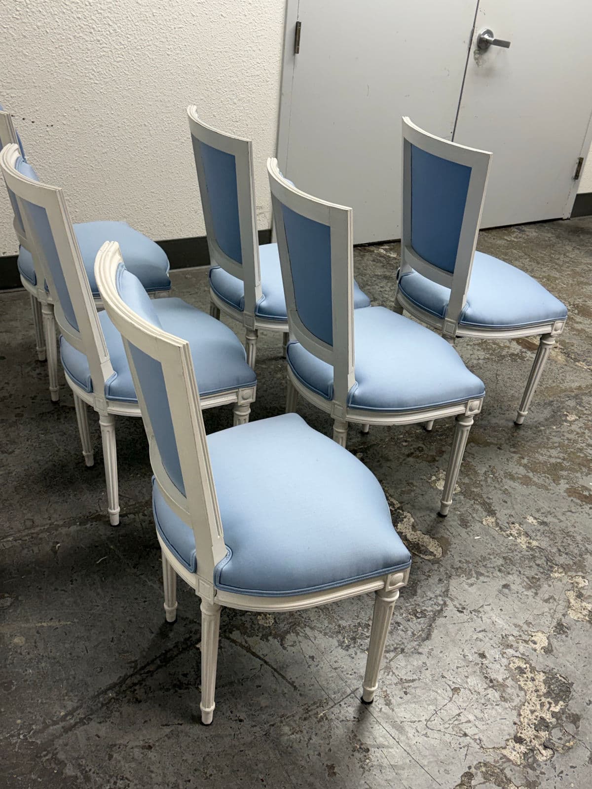 Louis XVI Style White Washed Dining Side Chairs, Set of Six - Thumbnail 10