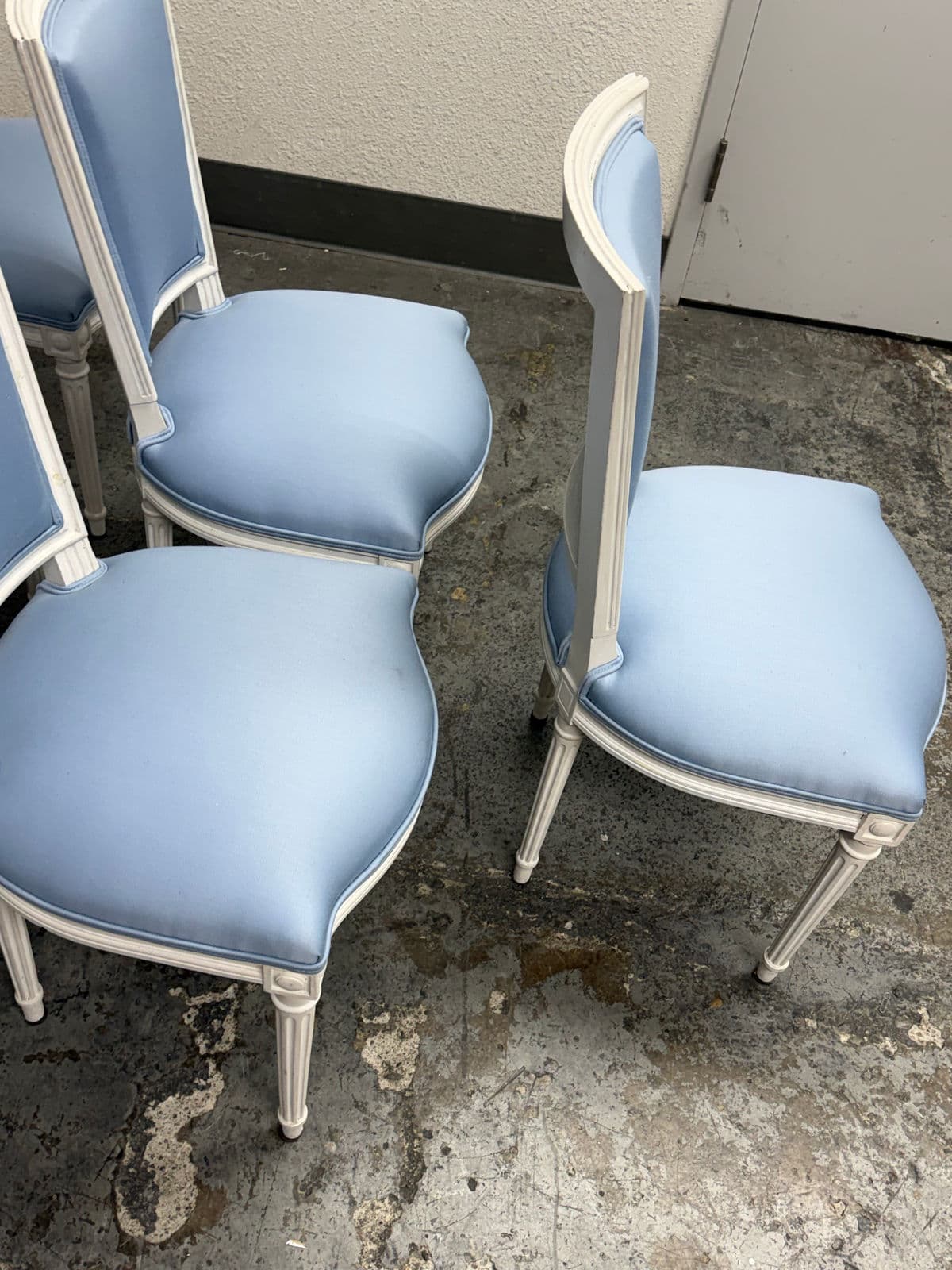 Louis XVI Style White Washed Dining Side Chairs, Set of Six - Thumbnail 12