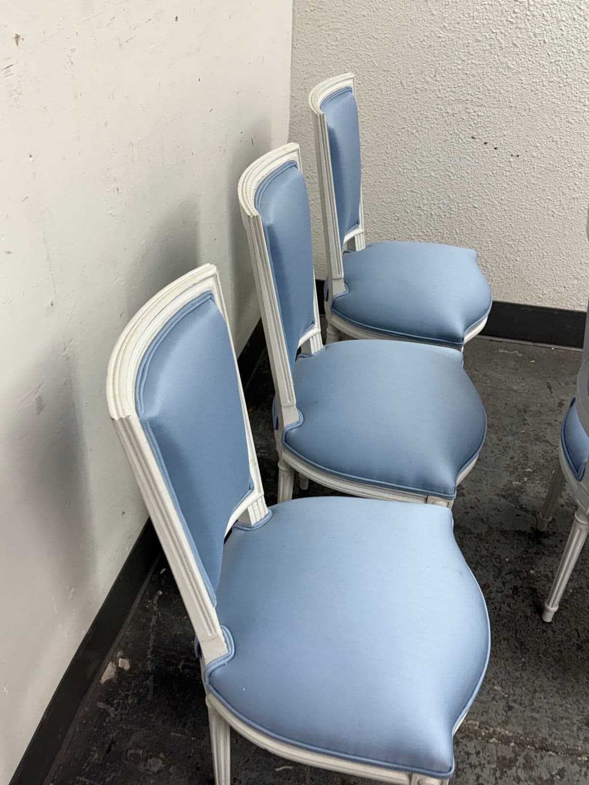 Louis XVI Style White Washed Dining Side Chairs, Set of Six - Thumbnail 6