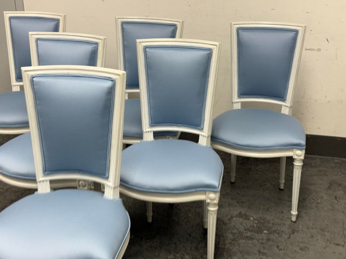 Louis XVI Style White Washed Dining Side Chairs, Set of Six - Thumbnail 11