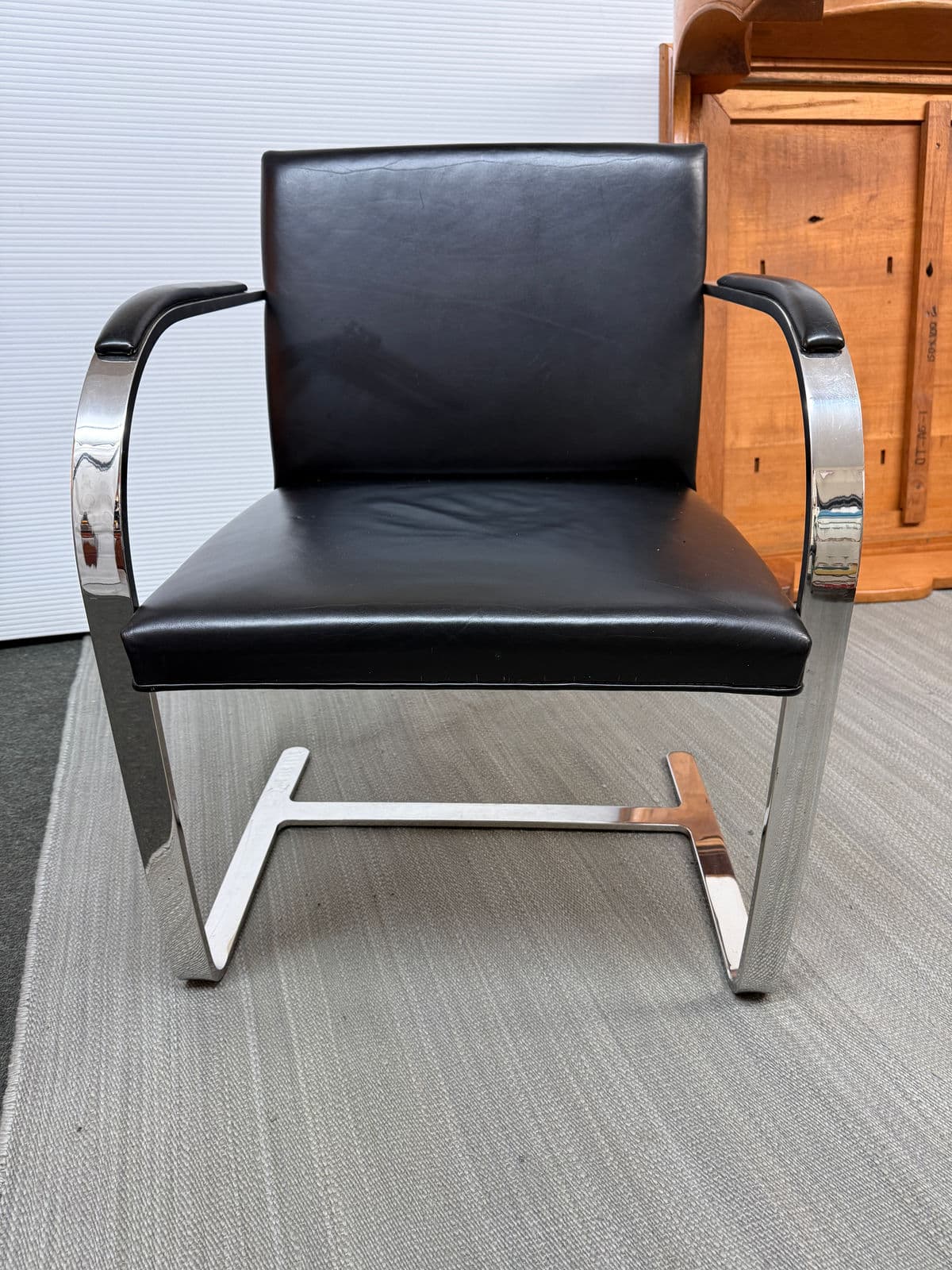 Brueton Cantilever Leather + Chrome Chairs, Set of Four - Thumbnail 7