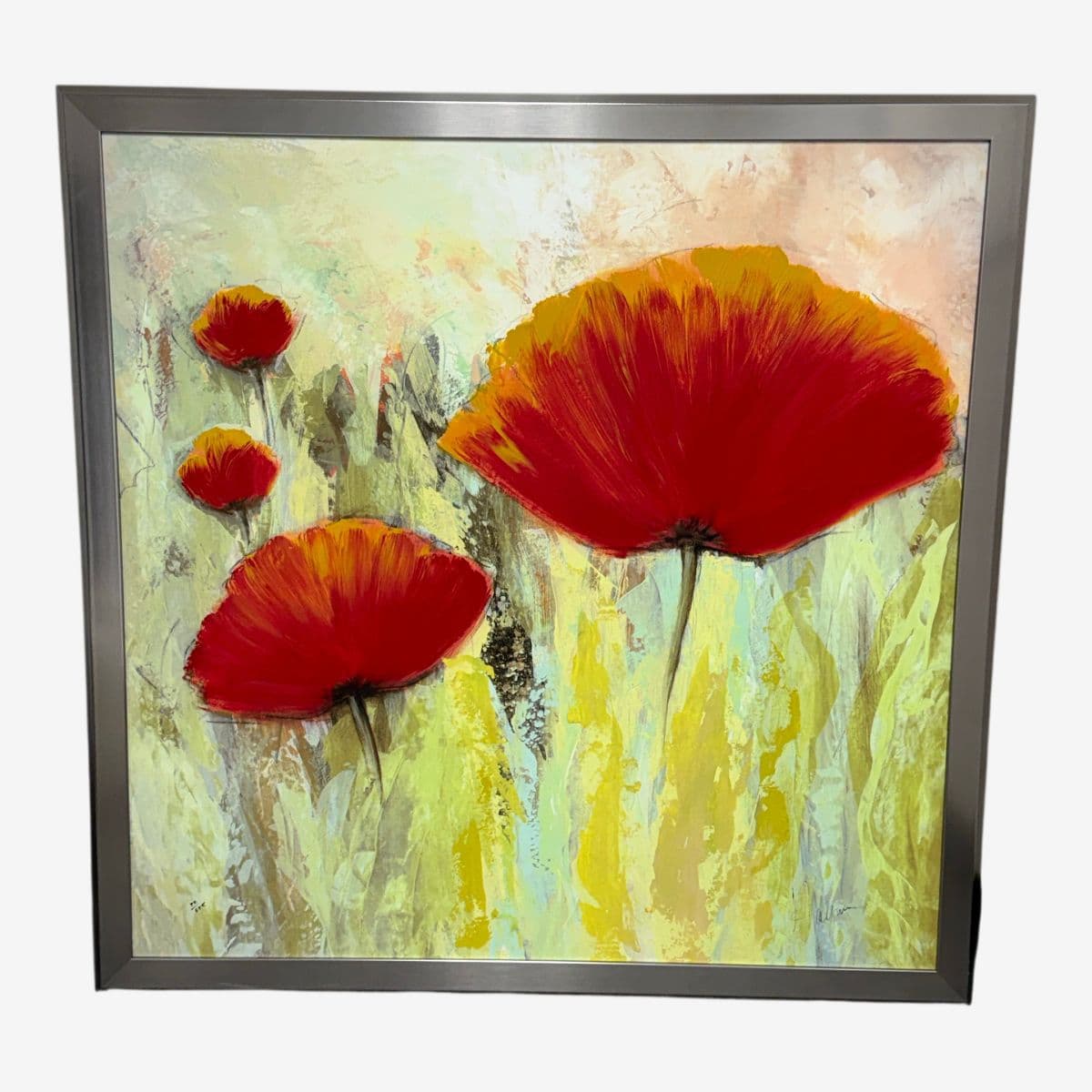 Contemporary Poppies Landscape Painting, Signed - Image 1