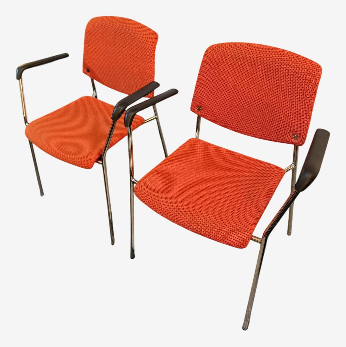 Hightower Modernist Stackable Arm Chairs, Pair - Image 1