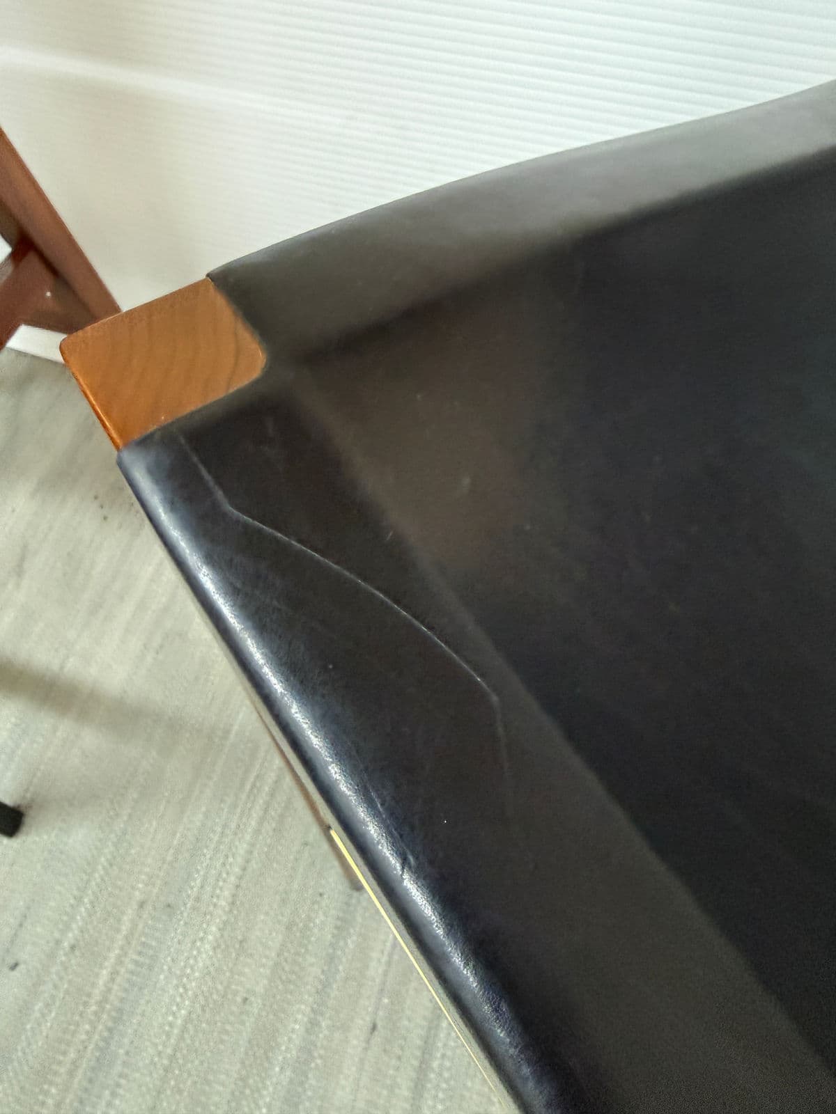 Walnut Wood + Black Leather Bar Stools, Pair - Thumbnail 11