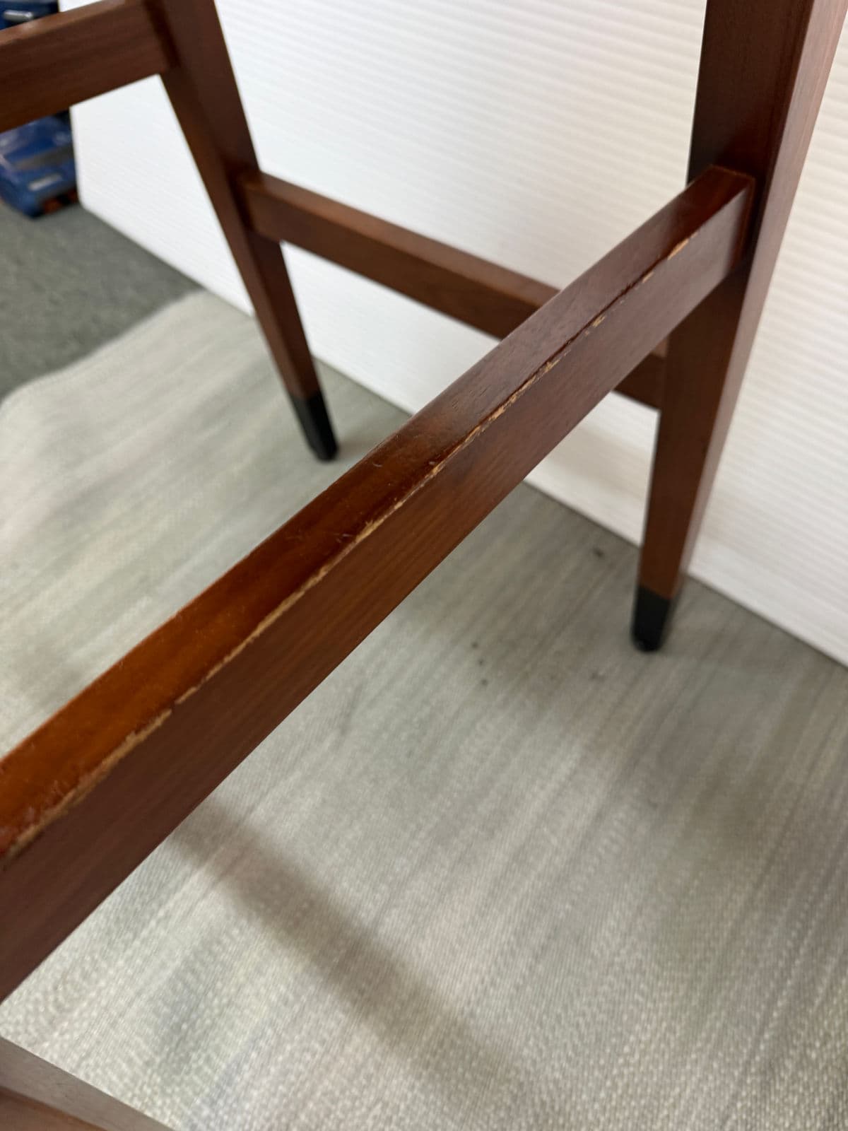 Walnut Wood + Black Leather Bar Stools, Pair - Thumbnail 12