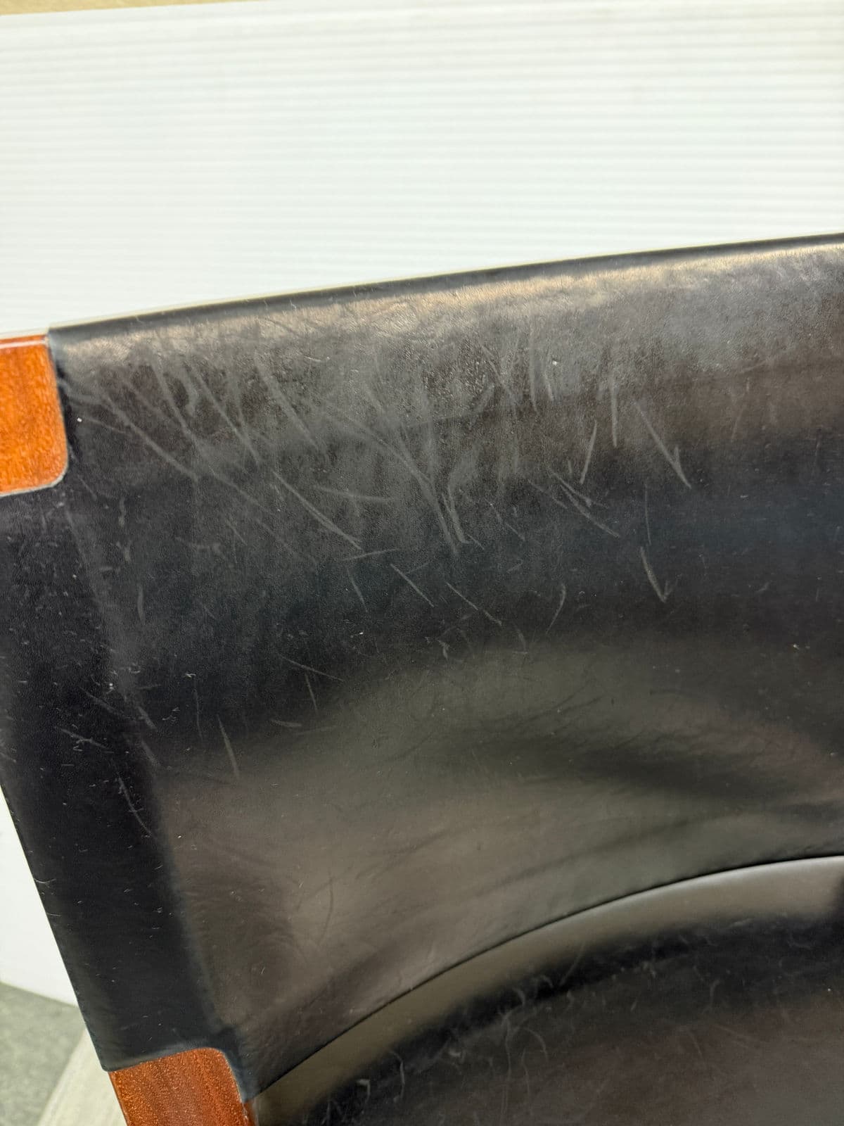 Walnut Wood + Black Leather Bar Stools, Pair - Thumbnail 13