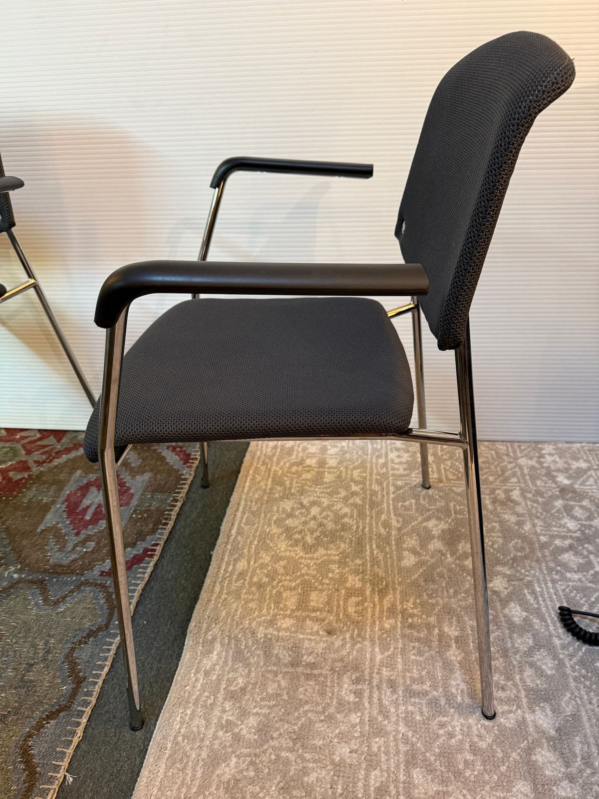 Hightower Modernist Stackable Arm Chairs, Pair - Thumbnail 4