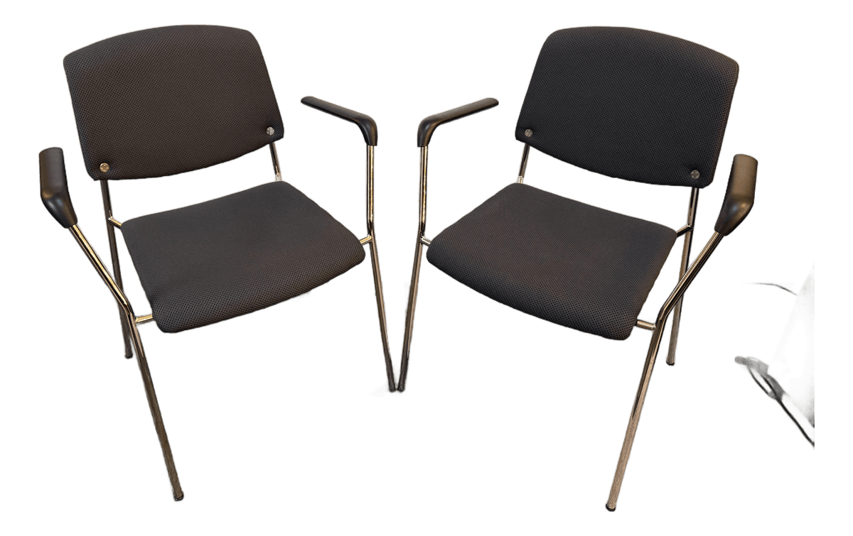 Hightower Modernist Stackable Arm Chairs, Pair - Thumbnail 2
