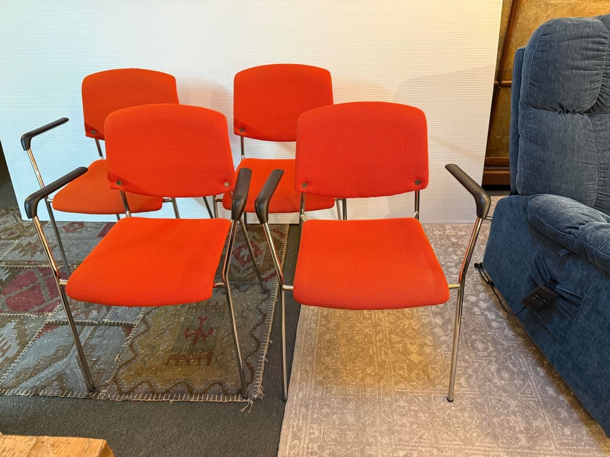 Hightower Modernist Stackable Arm Chairs, Pair - Thumbnail 12