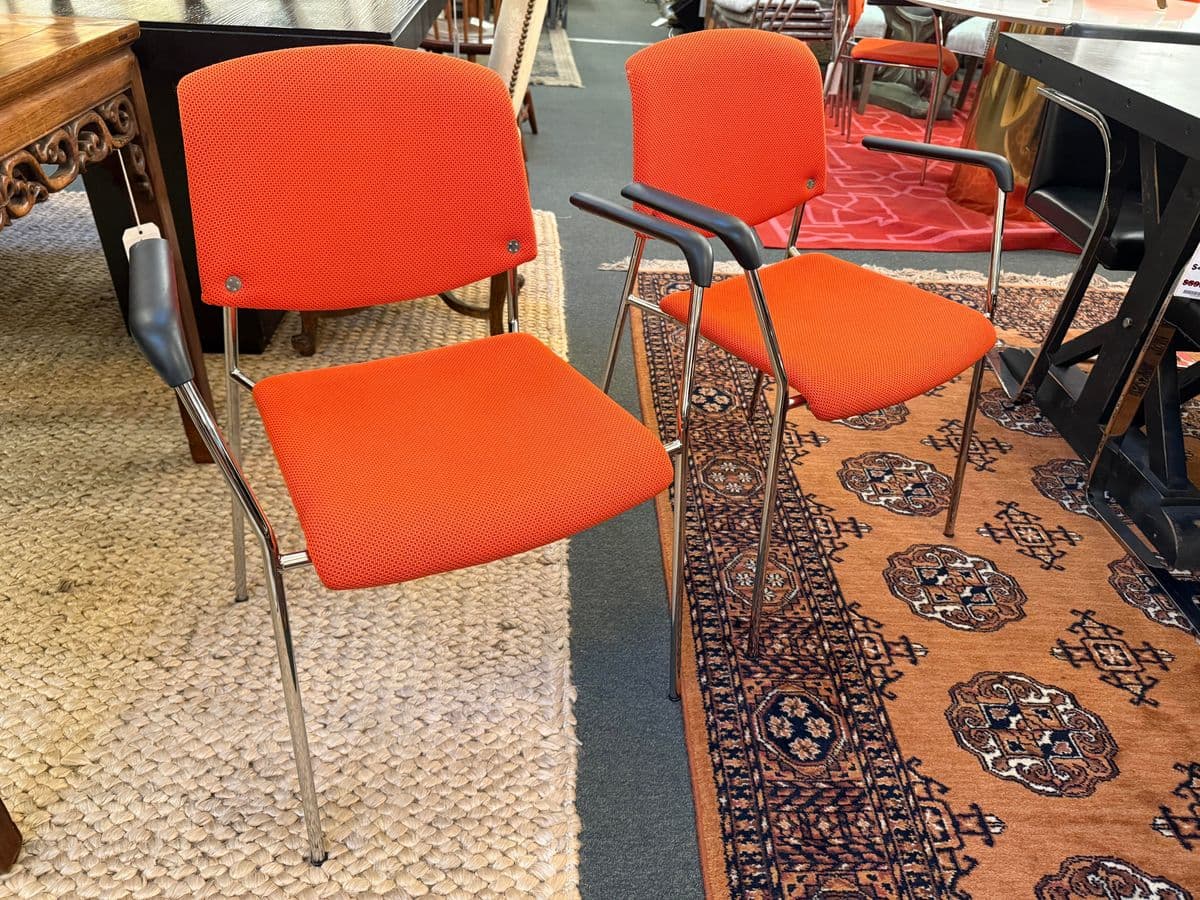 Hightower Modernist Stackable Arm Chairs, Pair - Thumbnail 5