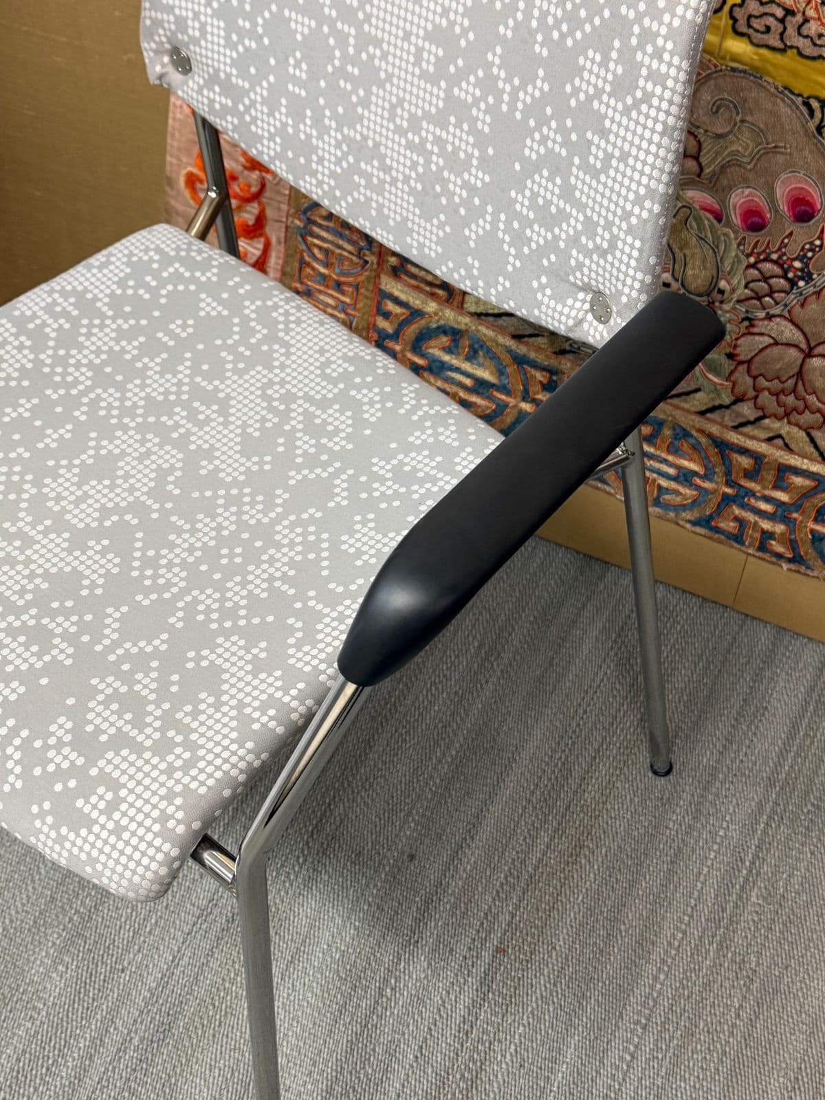 Hightower Modernist Stackable Arm Chair, Damask Print - Thumbnail 7