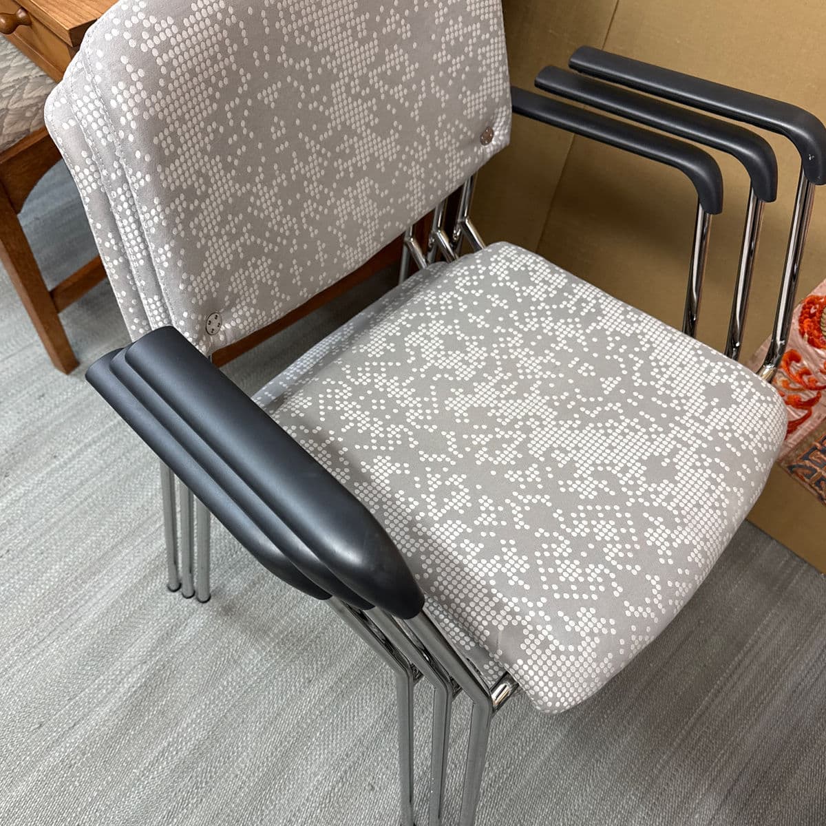 Hightower Modernist Stackable Arm Chair, Damask Print - Thumbnail 13