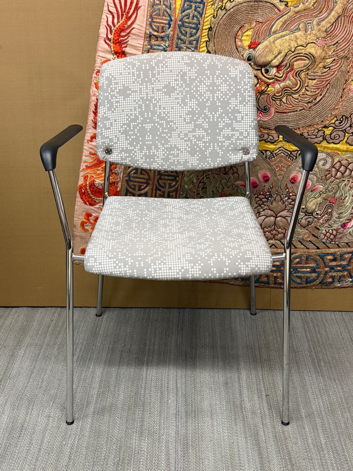 Hightower Modernist Stackable Arm Chair, Damask Print - Thumbnail 3