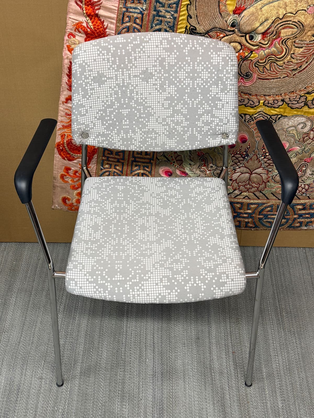 Hightower Modernist Stackable Arm Chair, Damask Print - Thumbnail 8