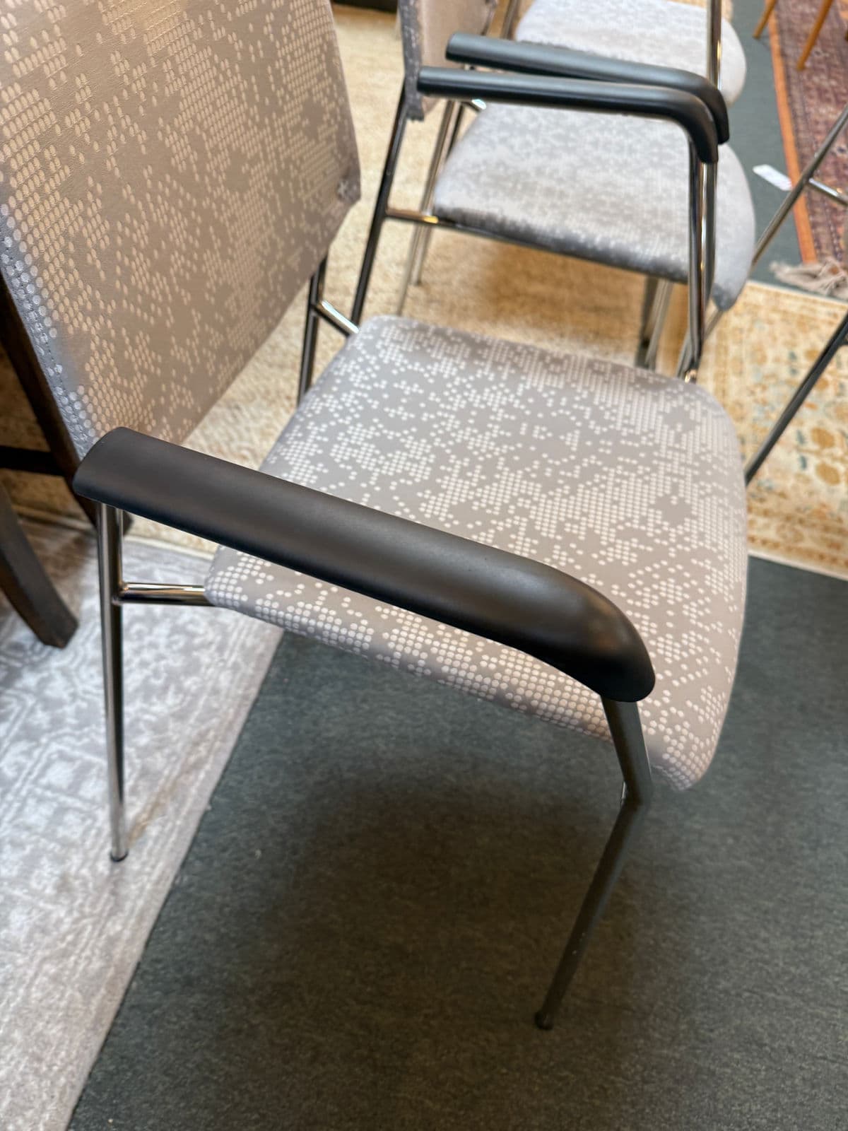 Hightower Modernist Stackable Damask Print Arm Chairs, Pair - Thumbnail 5