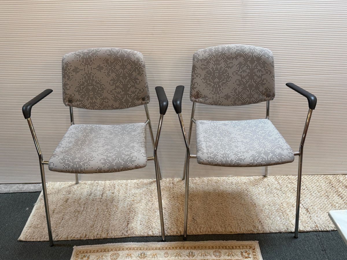 Hightower Modernist Stackable Damask Print Arm Chairs, Pair - Thumbnail 3